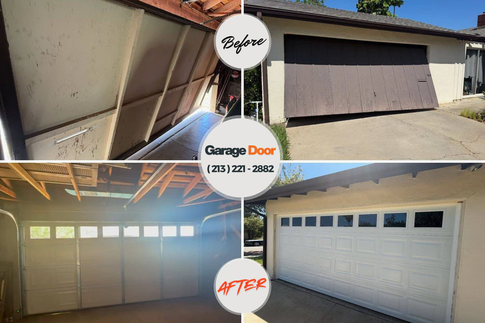 Before and after: garage door repair Head of the Harbor, NY